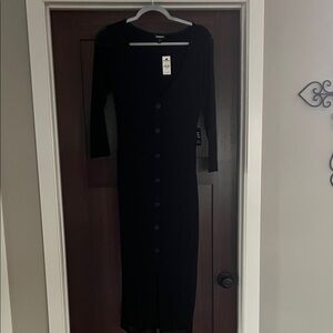 Express Elegant Black Long Sleeve Dress